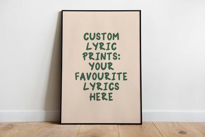 CUSTOM LYRIC POSTER - Custom Lyric Prints Inspired By Your Favourite Artist